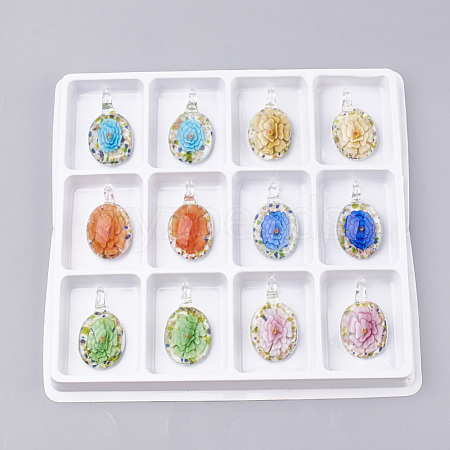 Handmade Gold Sand Lampwork Pendants LAMP-S189-01A-B-1