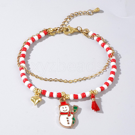 Christmas Glass Multi-Strand Bracelets LS0515-2-1