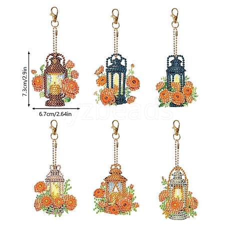 6Pcs DIY Diamond Painting Lantern Keychain Kits PW-WG73926-01-1