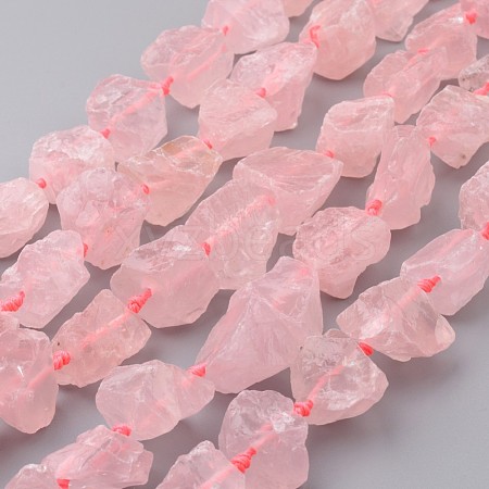 Natural Raw Rose Quartz Beads Strands G-D833-20-1