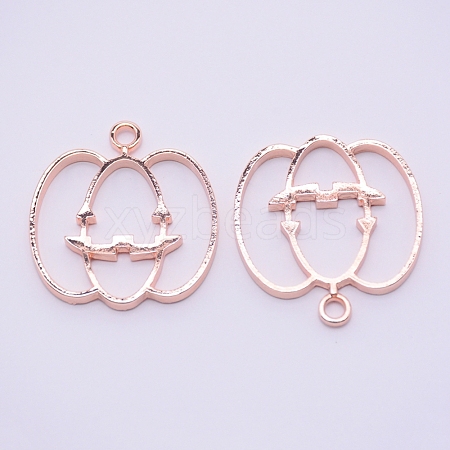 Alloy Kitten Open Back Bezel Pendants PALLOY-WH0080-02RG-RS-1