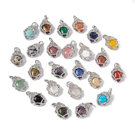 Natural & Synthetic Mixed Gemstone Pendants G-P484-03P-1