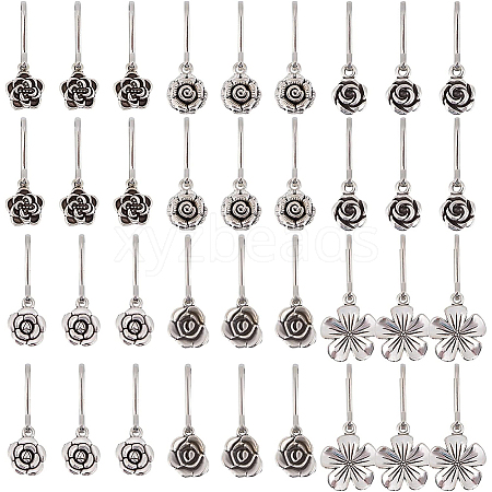 BENECREAT 36Pcs 6 Style Alloy Flower Keychain HJEW-BC0001-23-1