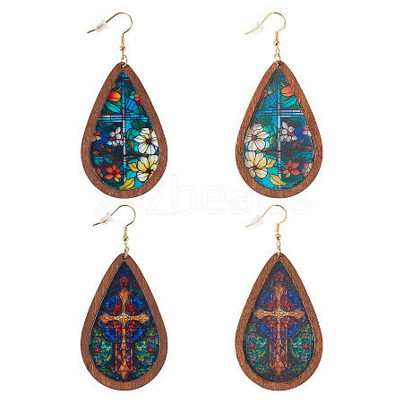 2 Pairs 2 Styles Acrylic Dangle Earrings EJEW-TA0001-52-1