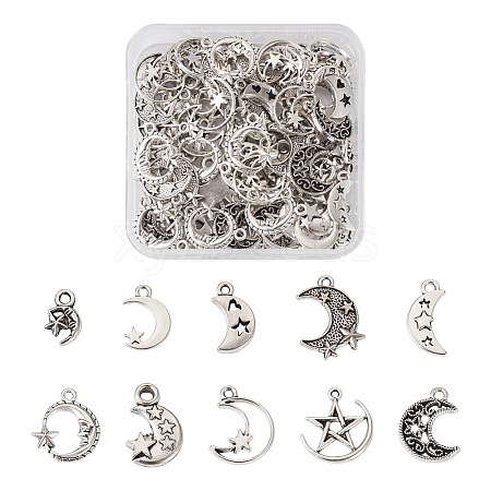 Spritewelry 100Pcs 10 Style Tibetan Style Alloy Pendants FIND-SW0001-29-1