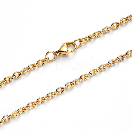 Vacuum Plating 304 Stainless Steel Cable Chain Necklace NJEW-S420-007C-G-1