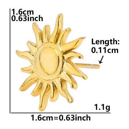 Fashionable Sun 304 Stainless Steel Stud Earrings for Women HA8439-6-1