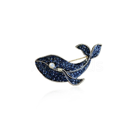 Whale Alloy Full Rhinestone Sea Animal Brooch PW-WGFCED2-01-1