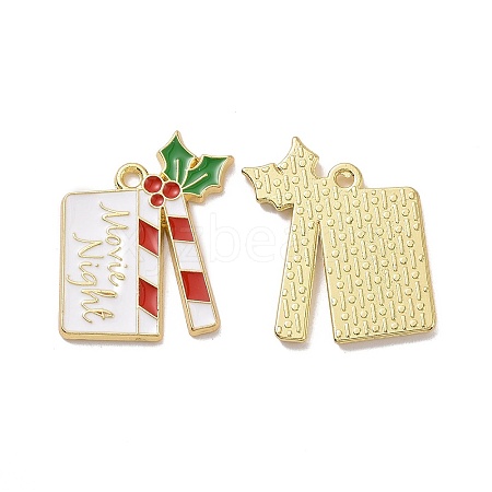 Christmas Theme Rack Plating Alloy Enamel Pendants X-PALLOY-O109-36LG-1