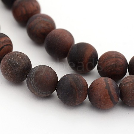 Frosted Natural Tiger Eye Round Bead Strands X-G-M272-16-8mm-1