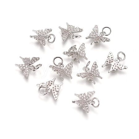 Brass Micro Pave Cubic Zirconia Charms KK-K238-08P-1