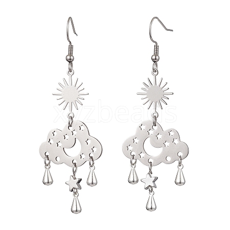 Brass & 304 Stainless Steel Dangle Earrings EJEW-TA00436-02-1