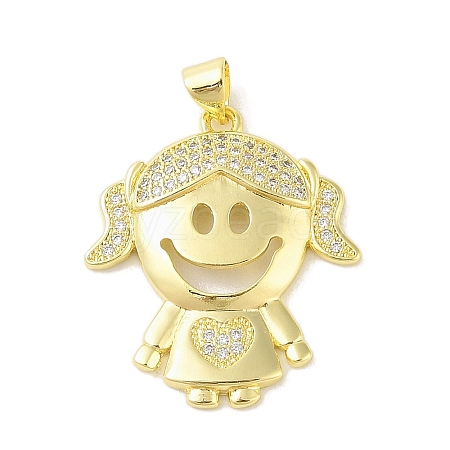 Rack Plating Brass Cubic Zirconia Pendants KK-S380-30G-01-1