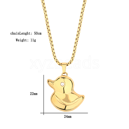 Stainless Steel Box Chain Duck Pendant Necklaces GZ1226-1-1