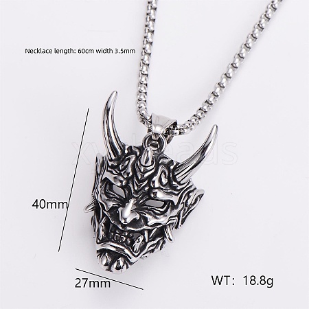 Gothic 316 Surgical Stainless Steel Pendant Box Chain Necklaces for Men ZF3615-2-1