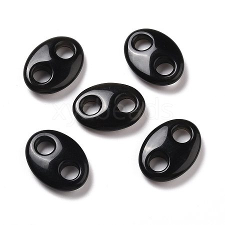 Natural Obsidian Connector Charms G-P467-01E-1