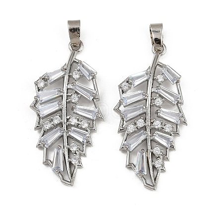 Rack Plating Brass Clear Cubic Zirconia Pendants KK-L236-04C-P-1