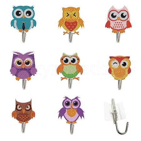 DIY Owl Hook Diamond Painting Kits PW-WG0888B-01-1