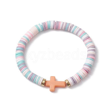 Handmade Polymer Clay Beaded Stretch Bracelets BJEW-JB10600-1