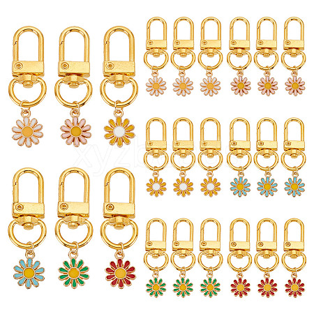 24Pcs 6 Colors Alloy Enamel Pendant Decorations HJEW-GO00009-1