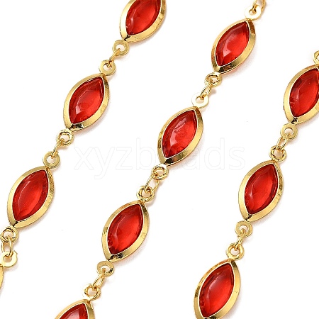 Brass Glass Horse Eye Link Chains CHC-R001-03G-01-1