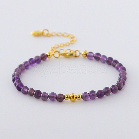 Natural Amethyst Round Beaded Bracelet RG1104-3-1