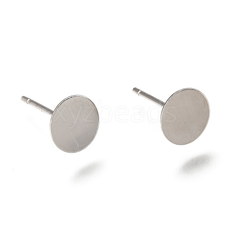 Rhodium Plated 925 Sterling Silver Flat Pad  Stud Earring Findings STER-K167-045F-P-1
