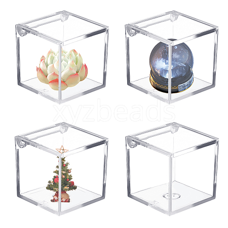 Square Transparent Plastic Candy Storage Case ODIS-WH0043-52-1