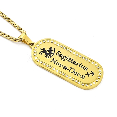 Constellation 304 Stainless Steel Micro Pave Clear Cubic Zirconia Wheat Chain Pendant Necklaces for Women Men LS-NJEW-U007-01K-1