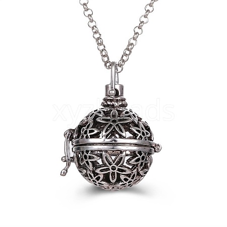 Hollow Heart Alloy Cage Pendant Necklaces SW2952-2-1