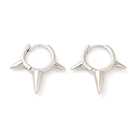 Rack Plating Brass Spike Hoop Earrings for Women EJEW-D059-19P-1