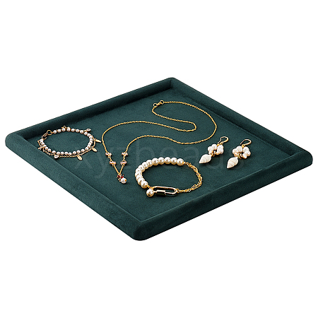 Square Wood Covered with Velvet Jewelry Display Trays ODIS-WH0329-41A-1