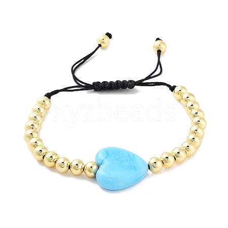 Handmade Lampwork Heart Bracelets BJEW-Q338-01C-1