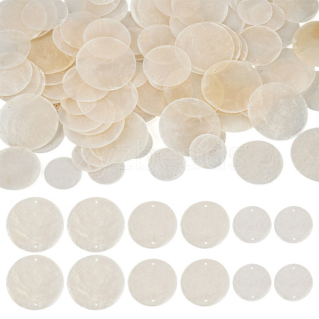 90Pcs 3 Styles Natural Capiz Shell Disc Connector Charms BSHE-MB0001-01-1