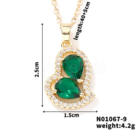 Elegant and Unique Style Brass & Glass Lock Collar Heart Pendant Necklaces for Women FN1868-9-1