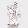 Brass Micro Pave Cubic Zirconia Kitten Pendants ZIRC-E145-28P-2