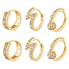  Jewelry 3 Pairs 3 Style Round & Lightning Bolt & Square Cubic Zirconia Huggie Hoop Earrings EJEW-PJ0001-03-7