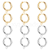 DICOSMETIC 12Pcs 2 Colors 201 Stainless Steel Huggie Hoop Earring Findings STAS-DC0015-45-1