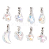 8Pcs 8 Styles Glass Pendants PALLOY-JF03057-1