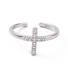 Clear Cubic Zirconia Cross Open Cuff Ring RJEW-G283-05P-2