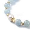 Natural Aquamarine & Pearl Beaded Stretch Bracelet BJEW-JB09360-03-4