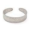 304 Stainless Steel Textured Flat Cuff Bangles BJEW-G694-02P-2