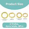 8Pcs 2 Styles Rack Plating Brass Spring Gate Rings KK-HS0001-69-2