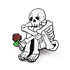 Sad Skeleton with Rose Enamel Pin JEWB-C015-01EB-1