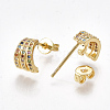 Brass Micro Pave Cubic Zirconia Ear Studs EJEW-S201-101-2