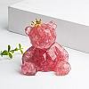 Natural Rose Quartz Crown Bear Display Decorations WG56055-08-1