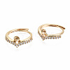 Brass Micro Pave Clear Cubic Zirconia Peg Bails Cuff Finger Ring Settings KK-T056-115G-NF-1