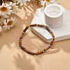 Natural Tiger Eye Column Beaded Stretch Bracelet BJEW-JB08989-04-2
