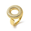 Letter Brass Micro Pave Clear Cubic Zirconia Open Cuff Ring for Women RJEW-N046-03O-G-1