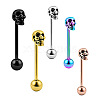 Skull 304 Stainless Steel Straight Barbell 15 Gauge Piercing Tongue Rings for Women Men FS-WG07D05-05-2